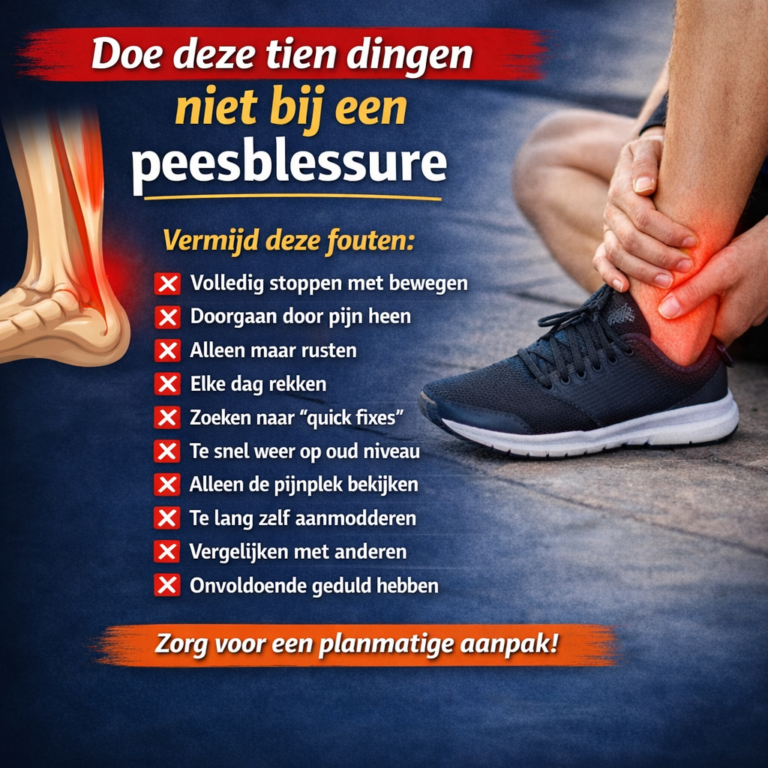afbeelding waatin 10 dingen staan die je niet moet doen bij een peesblessure